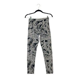 Marvel Comics Leggings Women's Size Medium Black White Spider Man Fair Condition